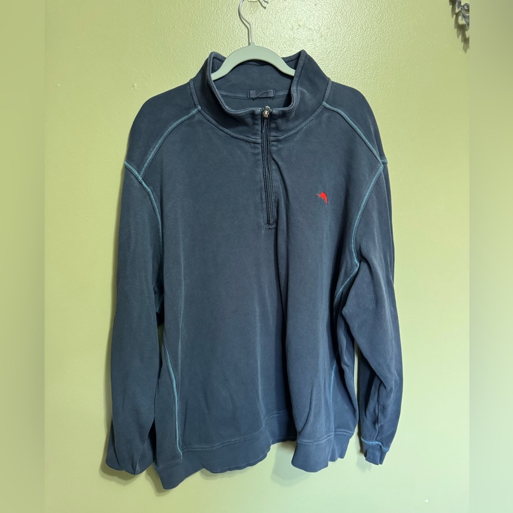 Tommy‎ Bahama Quarter Zip Sweater, Navy Blue, Size XXXL